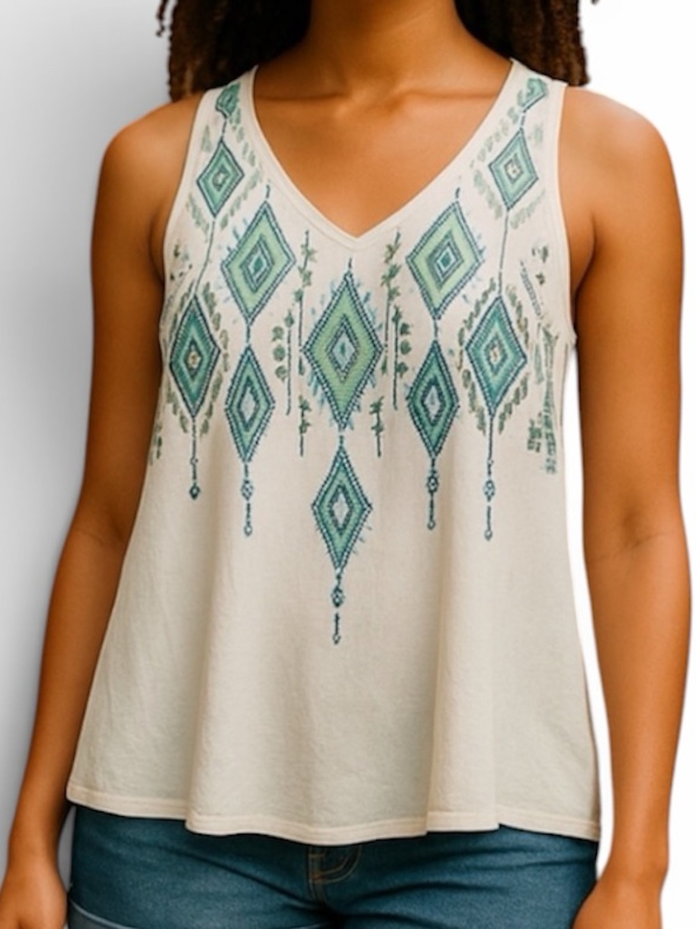 Peach Love Califonia Embroidered Tank Size Small